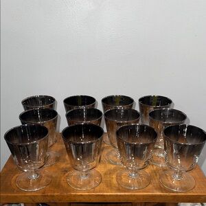 MCM Dorothy Thorpe Look Elegant Silver Fade Ombré Glass Goblets Set
